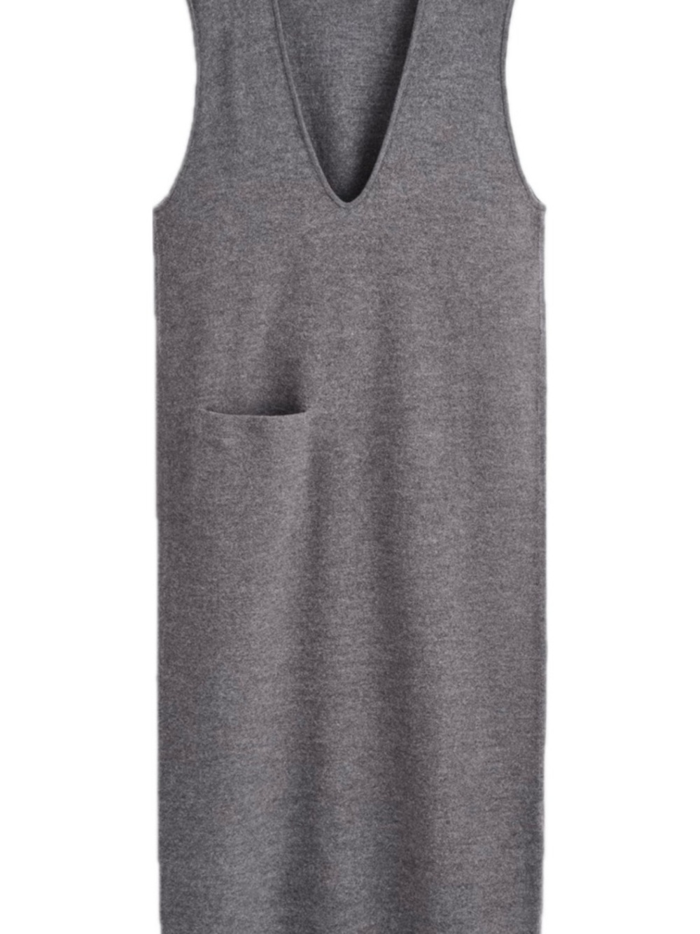 COS boiled wool Sleeveless V-Neck Knit Pocket Dress - Gray